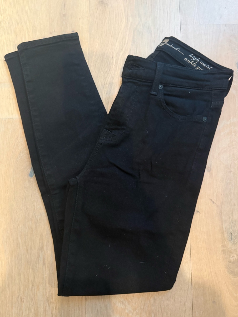 7 For All Mankind Black Slim Straight Jeans